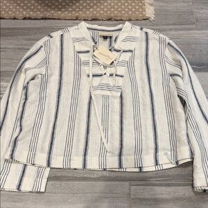Universal Thread Navy and White Striped Blouse